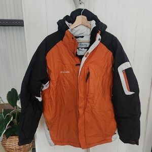 Columbia Men's Vibrant Orange and Black Ski Jacket L